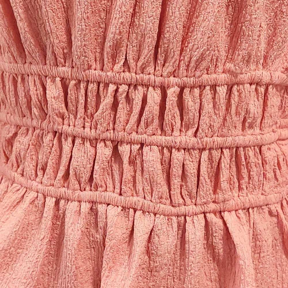 Womens Còral Orange Smocked Peplum Long Sleeve Top Size M Easle - Picture 3 of 8